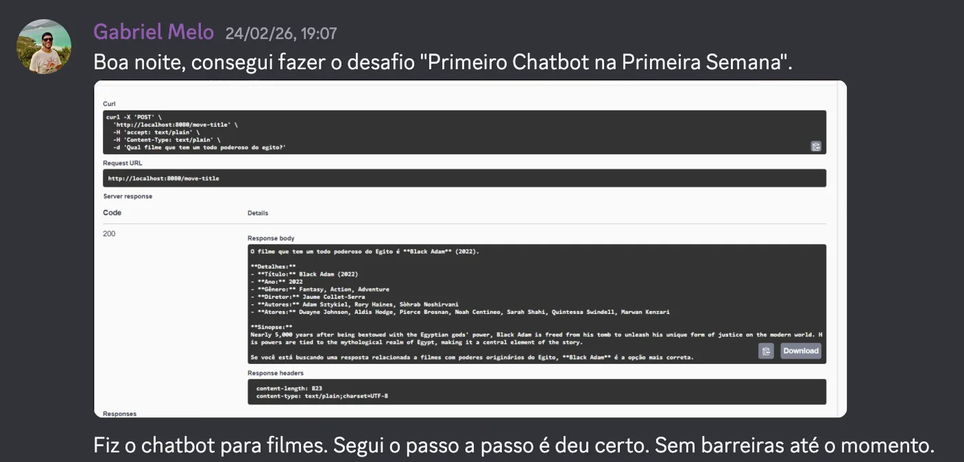 Gabriel Melo, chatbot de filmes